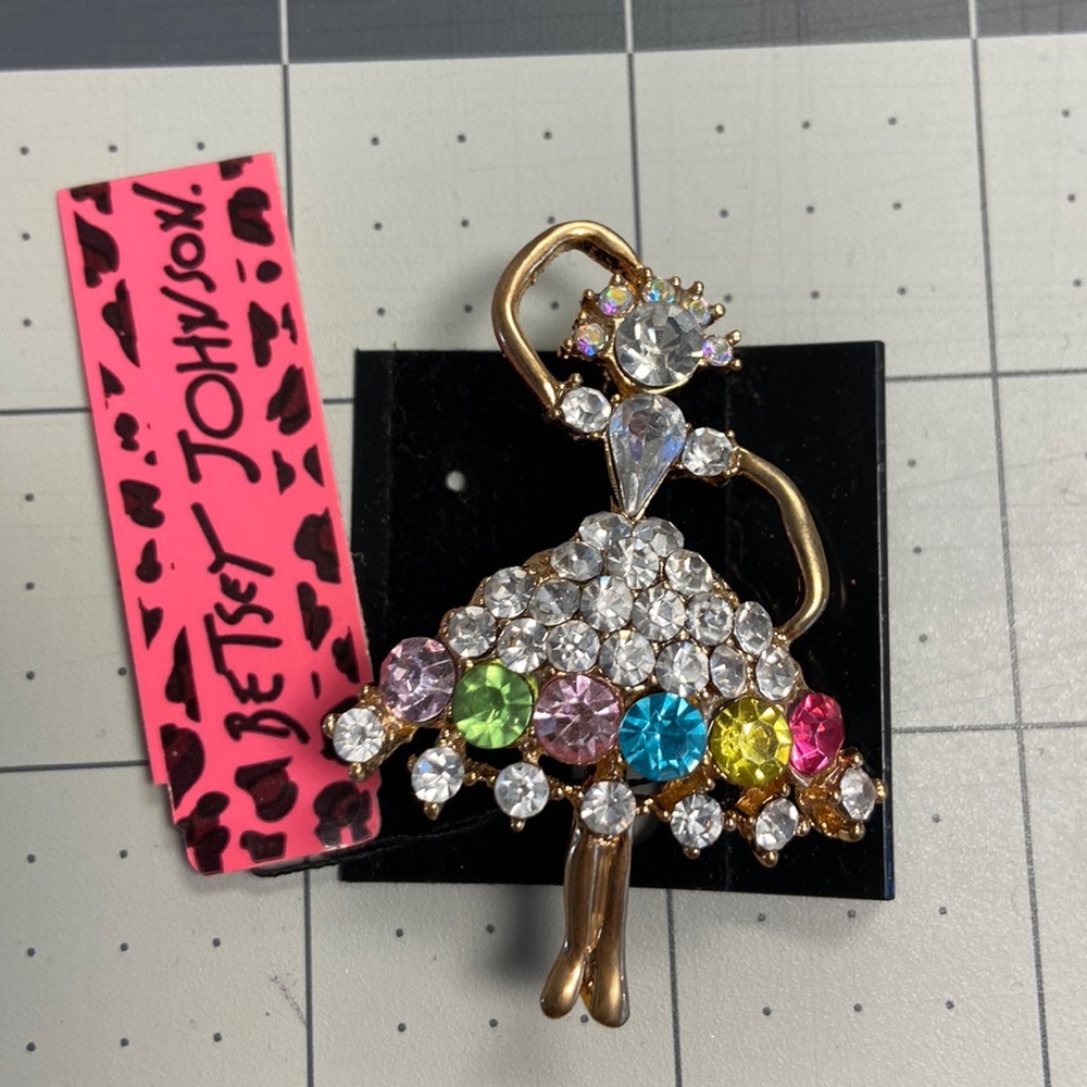Rhinestone Dancing Lady Betsey Johnson Brooch 2” #67
